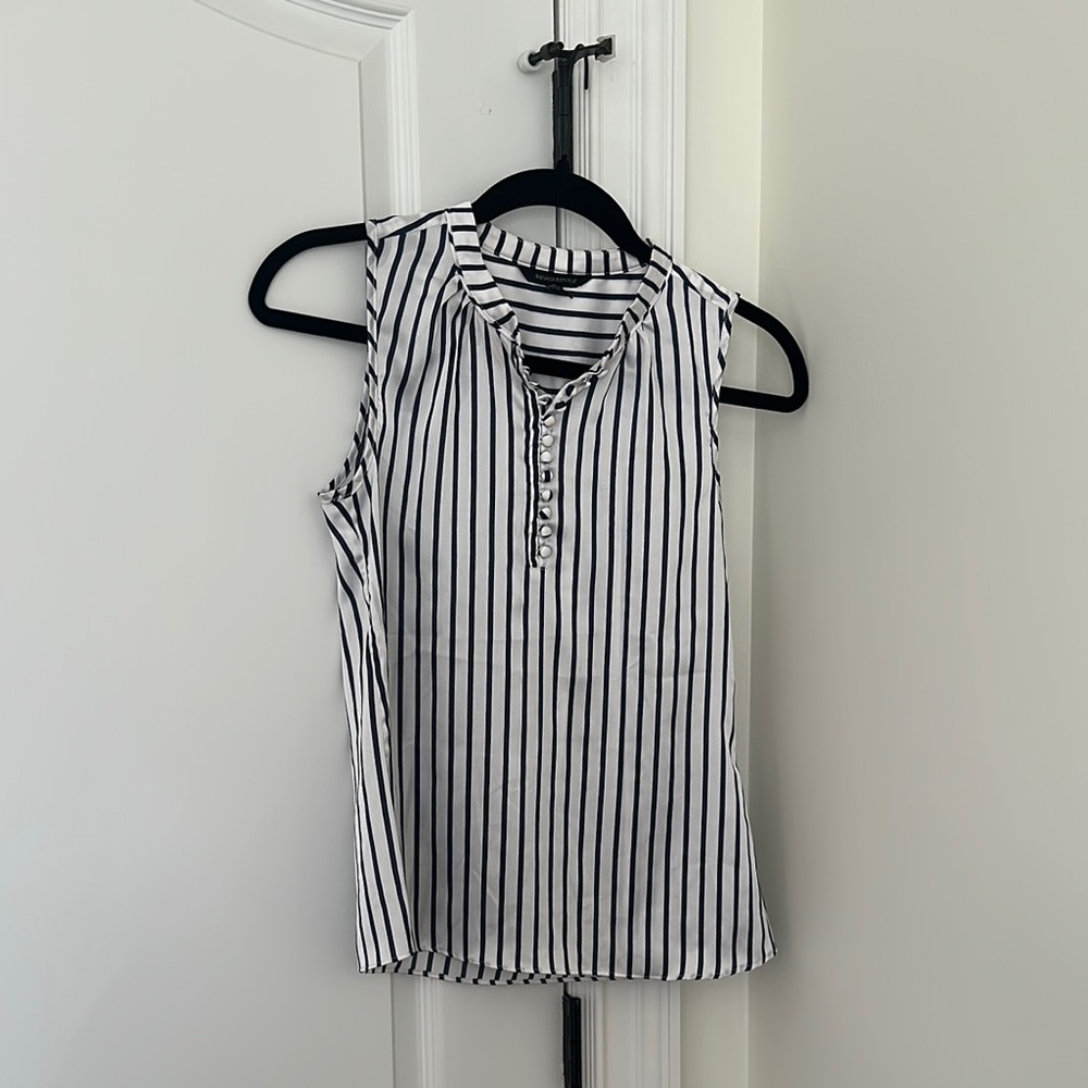 Banana Republic blue and White Striped Sleeveless Top blouse